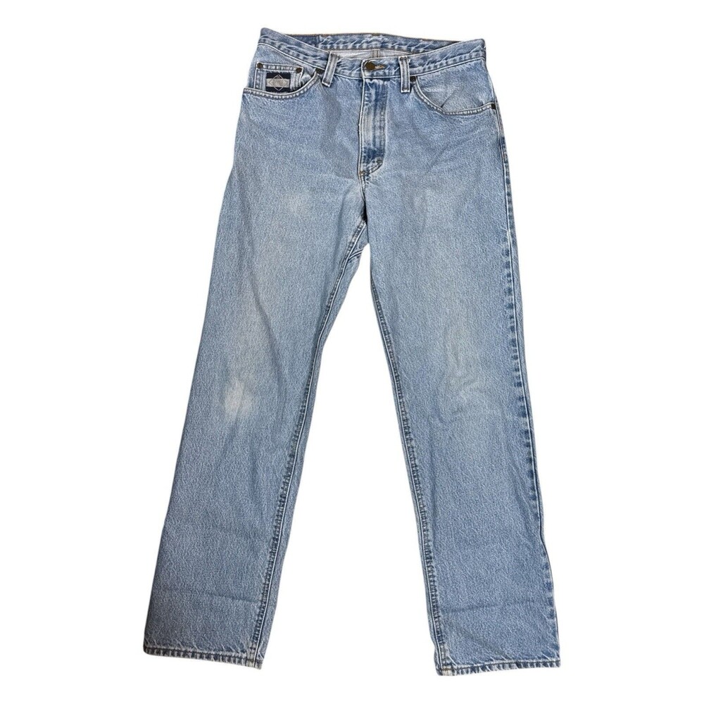 Vintage Diamond Gusset Men's 32x31 Straight Fit Blue Denim Jeans Distressed Y2k